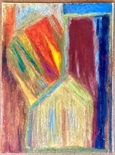 Bold Shapes 14x11" Modern Art Barn Primitive Architecture Mid-Century Drawing