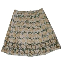 SIGNATURE SAKS FIFTH AVENUE Skirt Linen Blend Foliage Pleated Women's Size 4