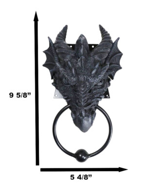 Red Barrel Studio Dragon Door Knocker, Cast Iron Wall Hanging Medieval Sculpture Gothic Decor - View #2
