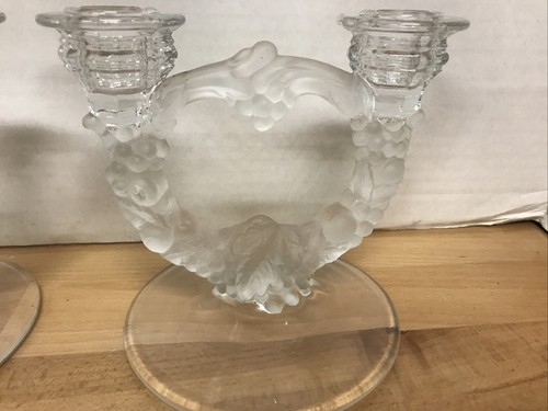 Set of 2 NDIANA Glass GARLAND FROSTED Double Light Candle Holders Candelabra - Picture 2 of 3