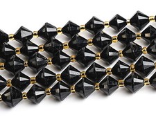 8MM Genuine Natural Black Tourmaline Beads Grade A Bicone Faceted Loose Beads