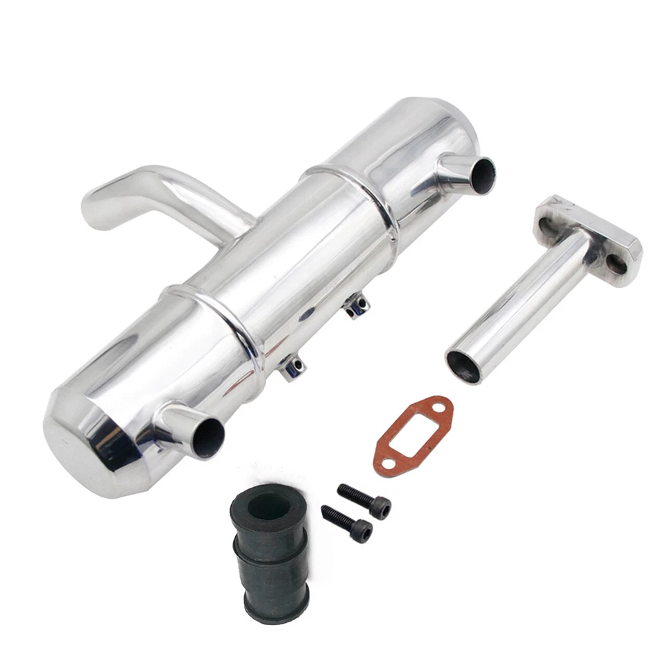 Aluminum Twin Tuning Exhaust Pipe For 1/5 RC HPI RV KM Baja 5B SS 5T PARTS - Image 3 of 4