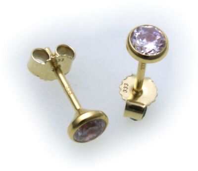 Damen Ohrringe Ohrstecker Zirkonia echt Gold 333 4,5 mm Glanz