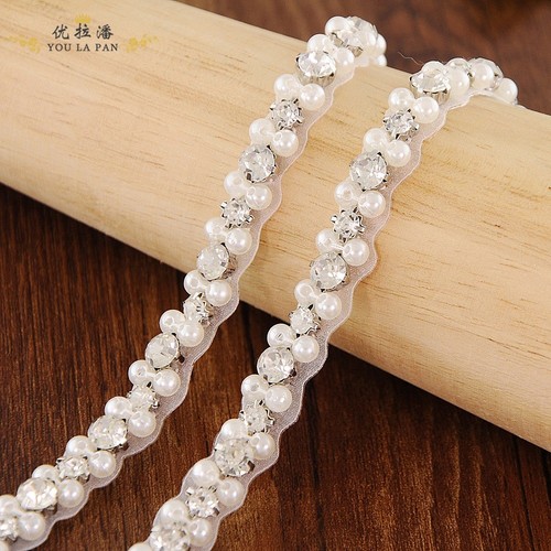 Thin Crystal Pearl Bridal Sash 