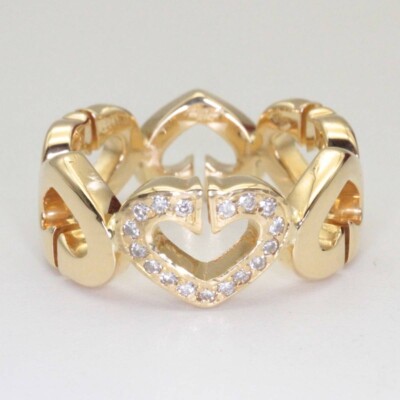 CARTIER C Heart Diamond Ring 750 K18YG #47 US 4.5, 6.83g | eBay