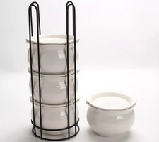 Temp-tations Woodland 9-Piece Set Stack-a-Bowls with Wire Rack White New No Box