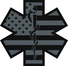 Black Flag Subdued Reflective Star Of Life Fire Helmet Decal Emt 2 Inch Style 1