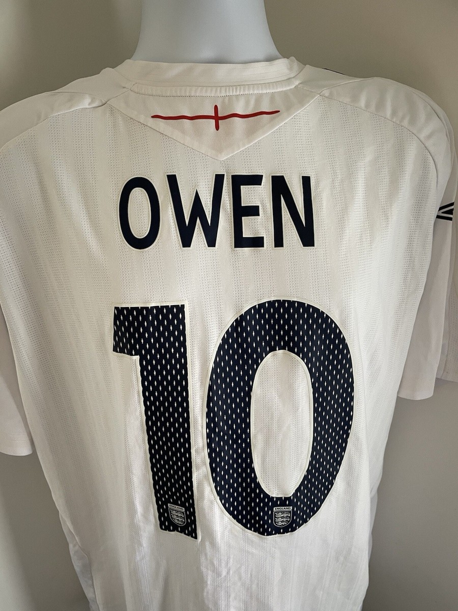 England Michael Owen Umbro 2007/2009 Home Shirt White Mens Size