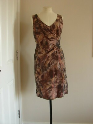 size 10 Jigsaw taffeta party occasion, lined sleeveless dress, garnet,  brown, UK