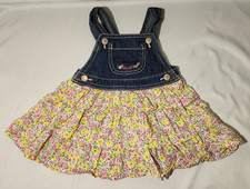 Baby OshKosh BGosh Floral Tiered Overall Denim Jumper Dress 18 Months Vestbak
