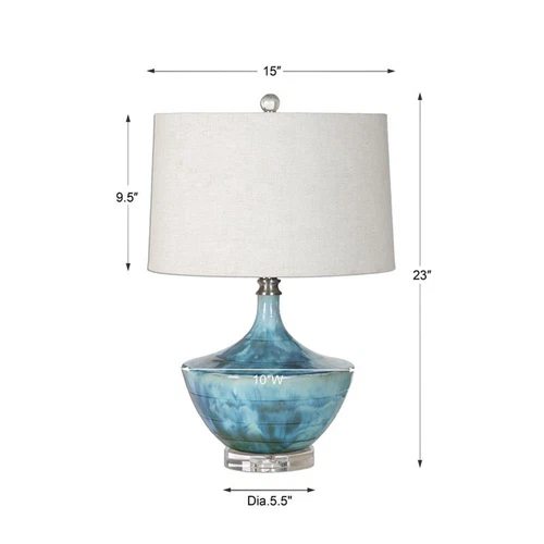 Uttermost Chasida Mid-Century Ceramic and Crystal Lamp in Blue/Beige - Picture 4 of 4