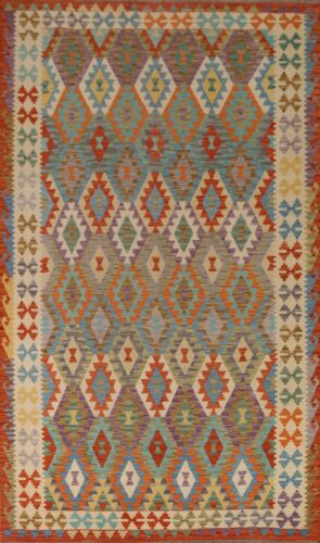 South-western Geometric Kilim Area Rug Wool Flat-weave Tribal Carpet 7'x10' New - Picture 1 of 9