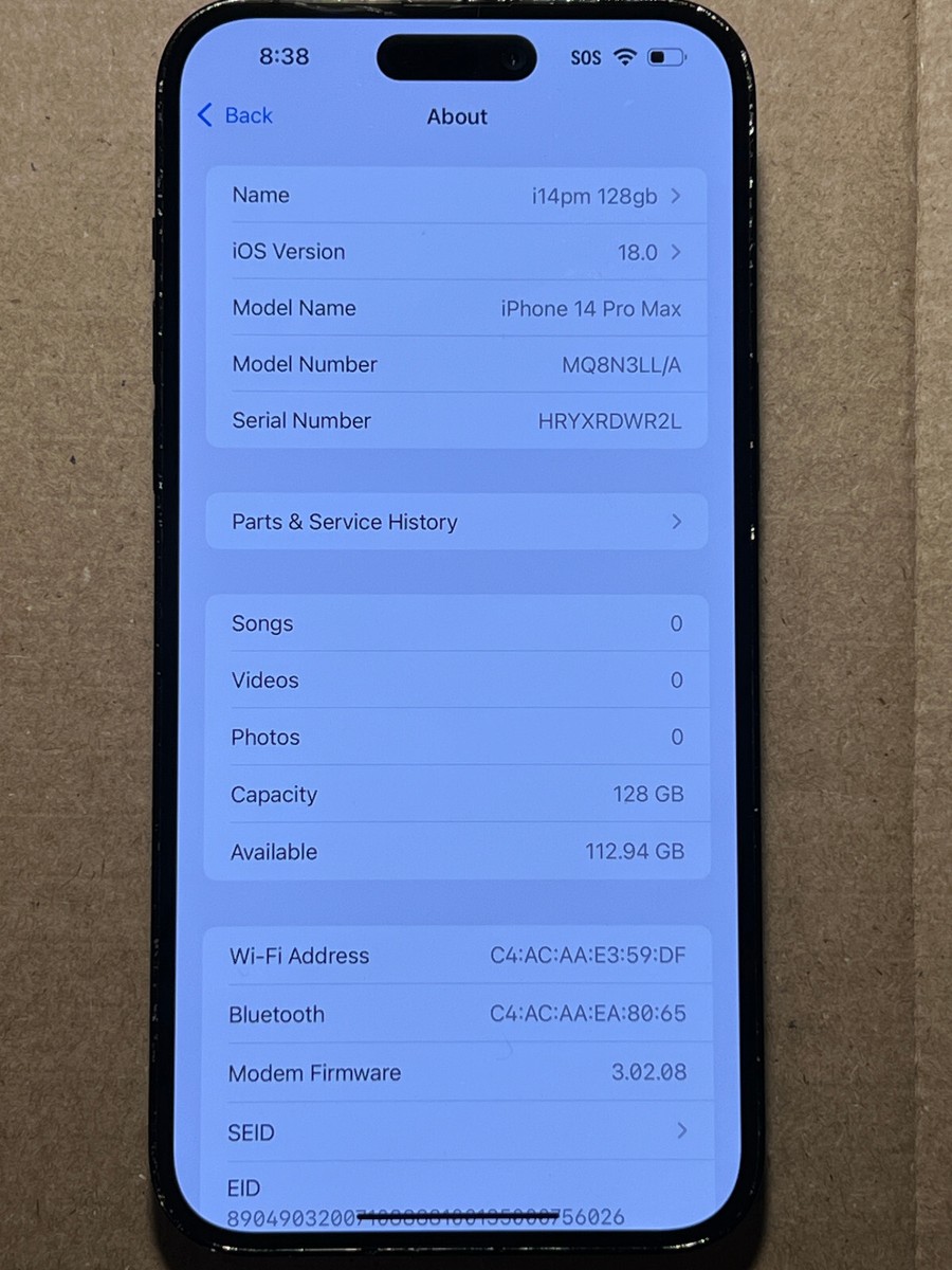 Apple iPhone 14 Pro Max - 128GB - Space Black Unlocked A2651 (CDMA