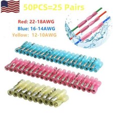 50PCS Heat Shrink Crimp Bullet Terminals Female Male Wire Connectors 10-22WAG