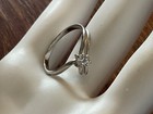 Vintage silver tone dainty crystal criss cross unique Statement Ring 6 — photo 3