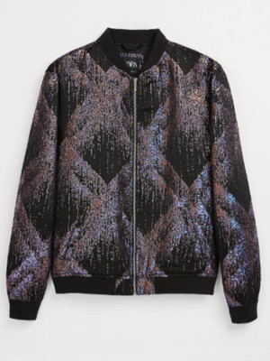 zara jacquard bomber jacket