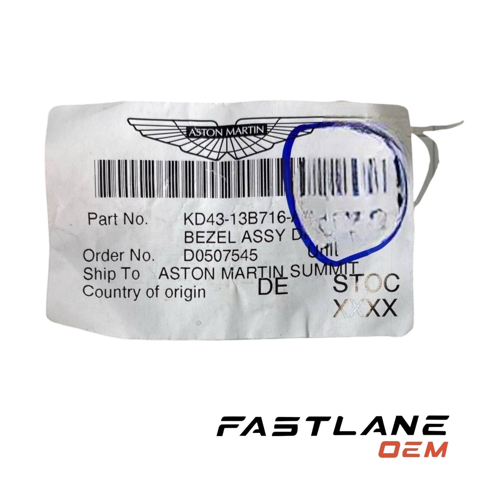 2010-2019 ASTON MARTIN RAPIDE BEZEL ASSEMBLY NEW OEM KD43-13B716-AA