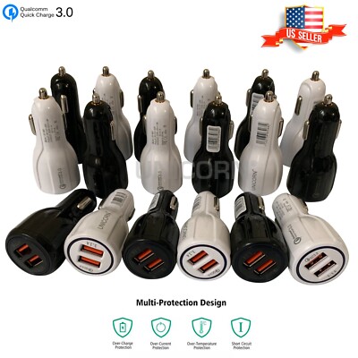 25 Car Adapters Dual Port USB 3A Fast Charge Chargers Wholesale Bulk Lot UNICORN