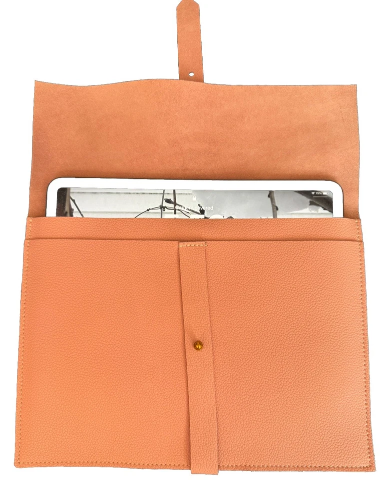 "Funda de cuero hecha a mano para tableta rosa para dispositivo o portátil de 11""" Foto 2 de 4