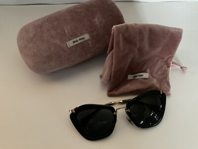 Miu Miu Black Frame Sunglasses w/ Black Lenses MIU MIU MU 04ZS 1AB5SO Black Dark Grey Lens Women Sunglasses  main image 4