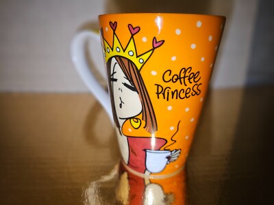 Emerson Design Orange Coffee Mug "Coffee Princess" 5 Inch Tall | eBay