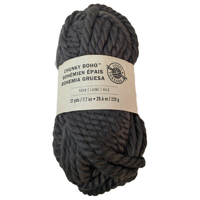 Loops & Threads Chunky Charcoal Boho, Grayish-Black Yarn, 31 Yds, Super Bulky 6