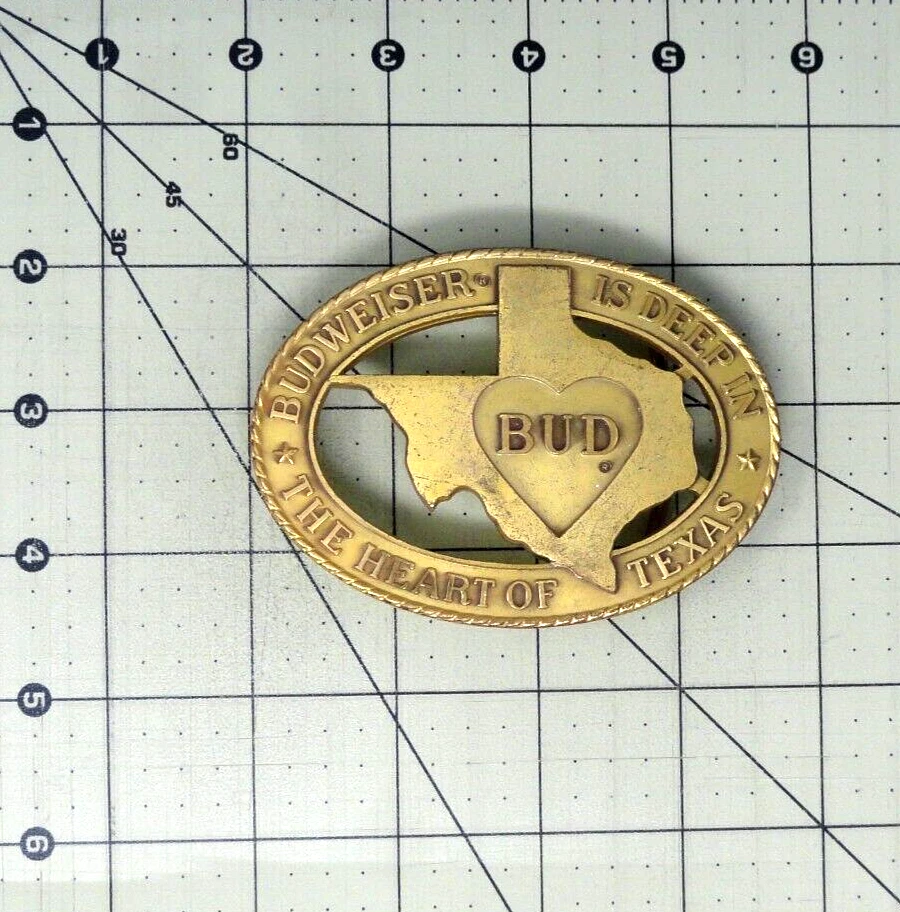 Texas Budweiser Beer Promo Belt Buckle Deep In The Heart Vintage 80s     .TAZ751 - Image 3 of 4