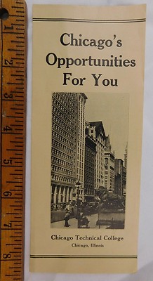 Circa 1920's Chicago Technical College Brochure, Chicago's Opportunities For You