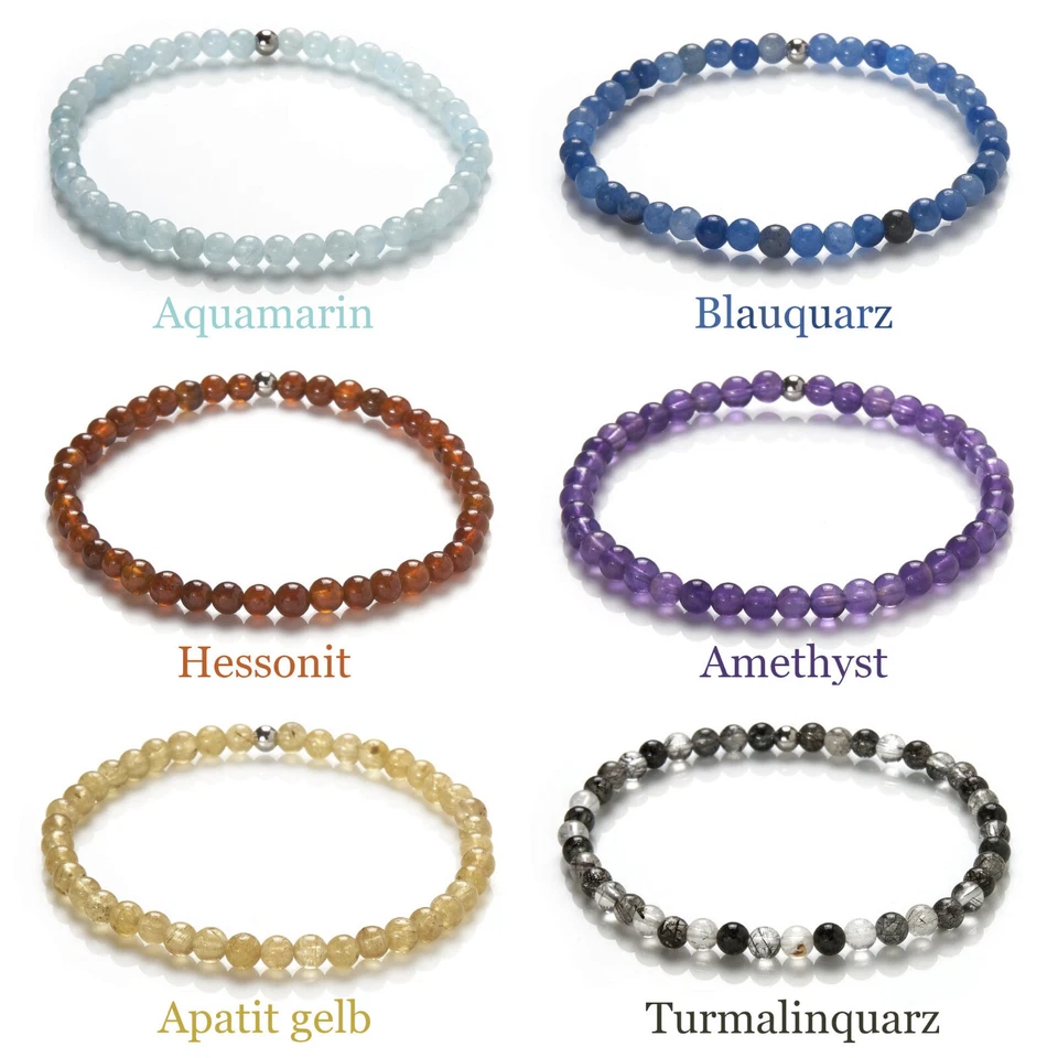 Edelstein Armband - 4mm Kugel-Armband Naturstein - Perlenarmband - viele Farben - Bild 2 von 4