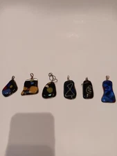 Handmade Infused Glass Pendents With Copper Or Silver Wire