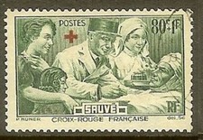 FRANCE TIMBRE STAMP N° 459 " AU PROFIT DES BLESSES CROIX ROUGE " OBLITERE TB