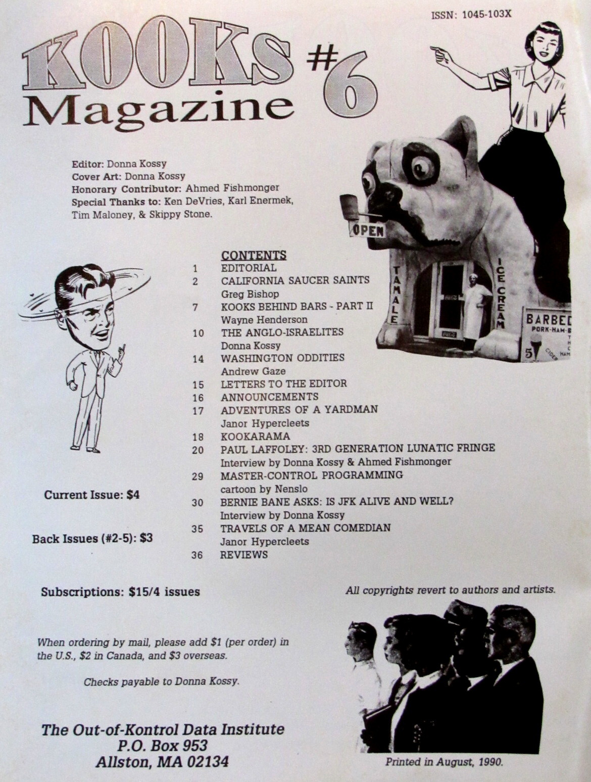 KOOKS #6 Edited by Donna Kossy 1991 Gods fringe  AS REVIEWED IN FACTSHEET FIVE 