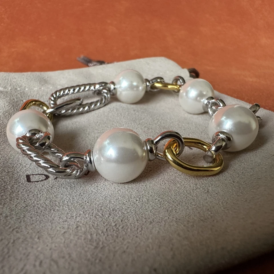 Brazalete David Yurman Madison Plata de Ley 925 y Oro 18K con Perlas 7.5" Foto 3 de 4