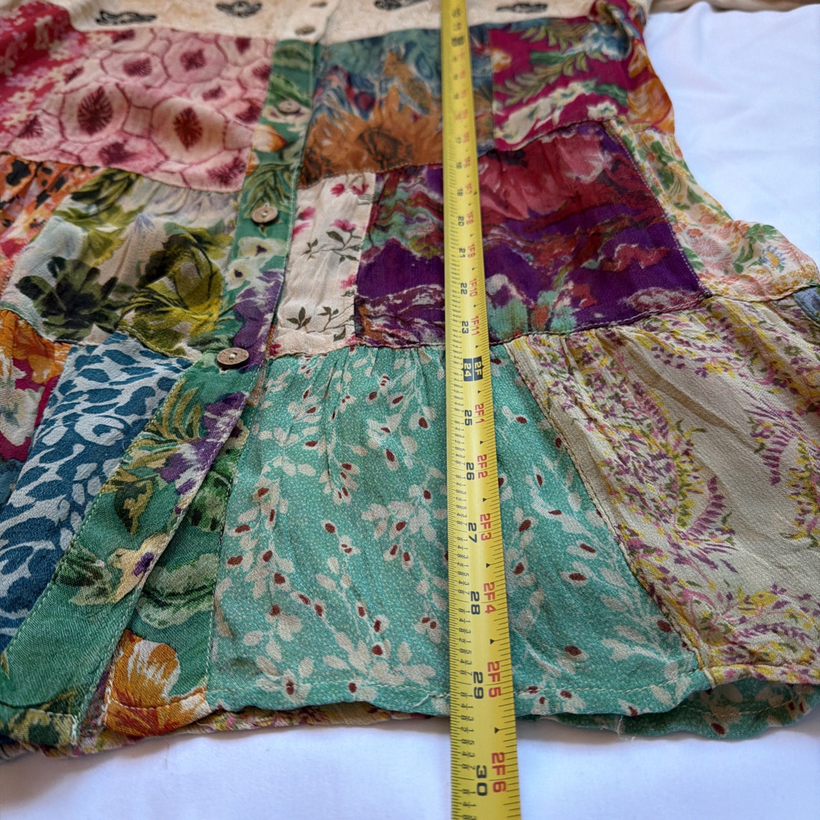 Young Threads S Tan Patchwork  Ruffle Slvs Top Em… - image 2