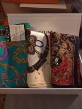 Celine Mini Scarf and two Handkerchiefs bundle 100 Cotton - New with Tags.