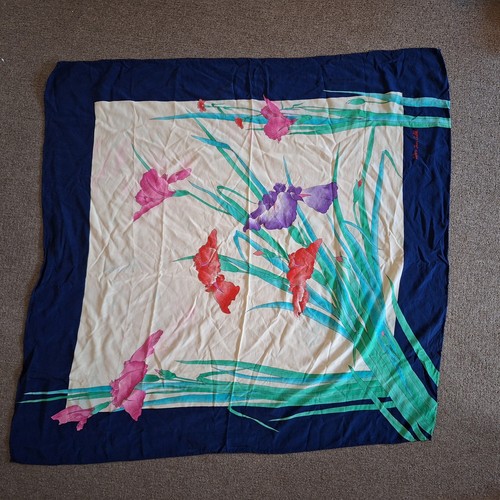 Woo Jin Silk Scarf Korean Designer Floral Neck Ladies Women's Vintage Colourful - Bild 7 von 19