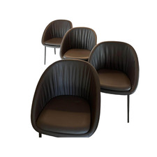 Draenert 4er Set Schalenstuhl DAN 2042 Leder I 740013 Braun Gestell 