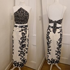 Zara black white linen blend maxi midi wrap skirt crop top coord set medium