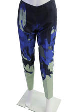 Antonio Berardi Womens Abstract Print Zipped Trousers Blue Size S