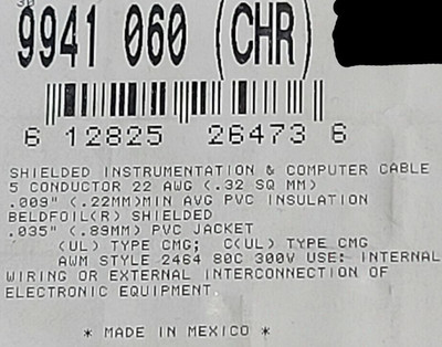 Belden 9941 22/5C Multi-Shielded EIA RS-232 Control/Instrumentation Cable /10ft