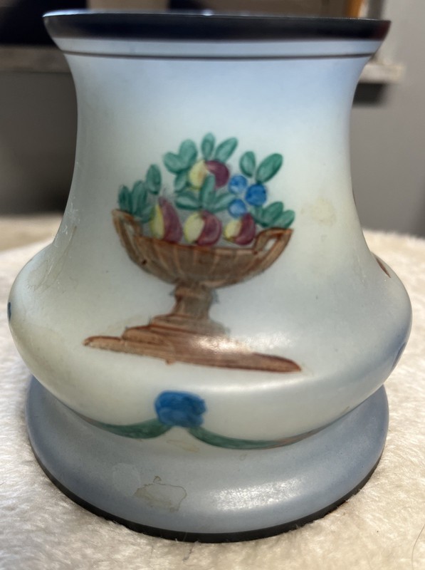 Antique 1800's Small Victorian Hand Painted Glass Pendant Tulip Lamp Shade Globe