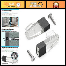 Clear Acrylic Towel Bar Brackets with Nickel Sleeve for Sliding Glass Door - Set