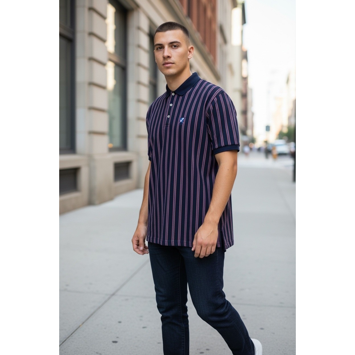 Vintage Polo by Ralph Lauren Crest Logo Stripe Shirt XL Made in USA