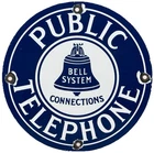 VINTAGE BELL SYSTEM PUBLIC PAYPH0NE PORCELAIN SIGN GAS STATION OIL TELEPHONE ATT