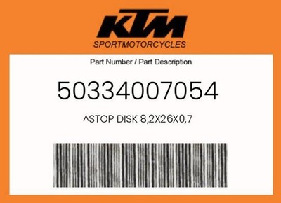 KTM Genuine Stop Disk 8,2X26X0,7 - 50334007054