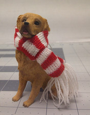 Dog Christmas Ornament Golden Retriever Sitting Red White Scarf