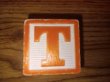 Vintage Wooden Alphabet Block Letter T Colored Sides Crafts 1.75x1.75