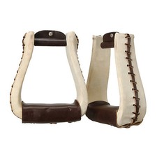 Tough1 Rawhide Roper Stirrups Dark Oil
