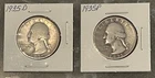 1935 D, 1935 P WASHINGTON QUARTERS, CIRCULATED, UNGRADED