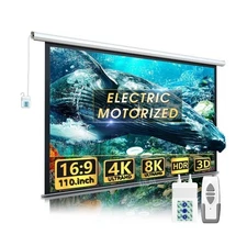 Auxon 110" Motorized Projector Screen Indoor and Outdoor Movies Screen 110 inch
